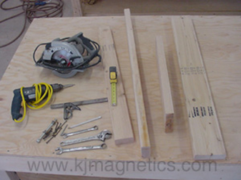 Assorted materials needed to make a magnet separator