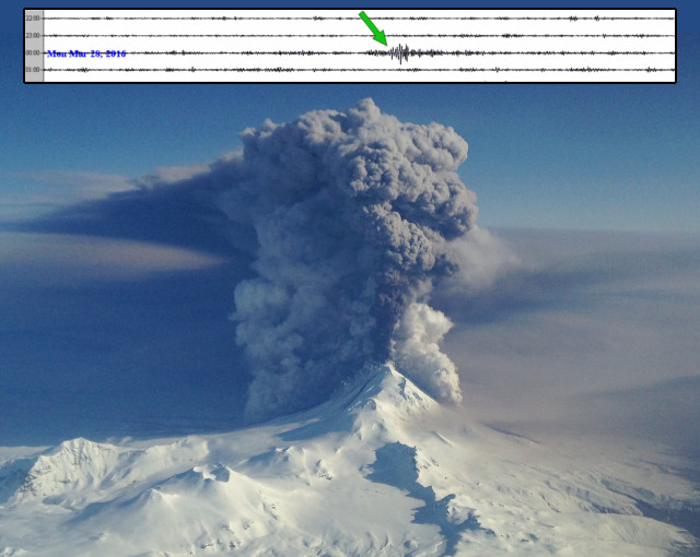 Seismic waves being recorded from erupting volcano