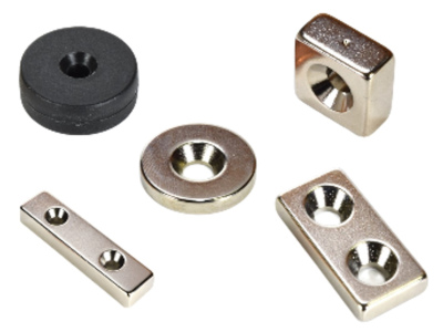 Variety of countersunk magnets for mounting onto walls or studs