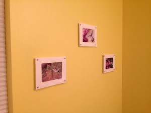 Finished wall with pictures hung by magnets