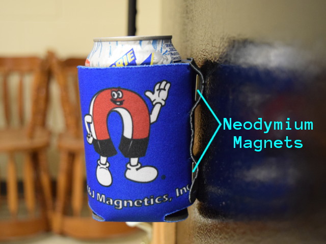 Koozie sticking to fridge with magnets
