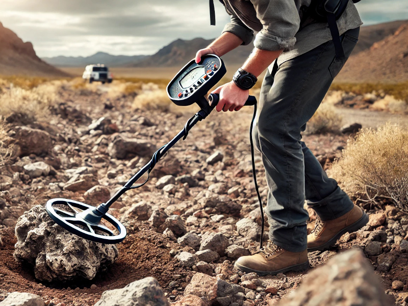 Using a metal detector to identify magnetic meteorites from ordinary rocks