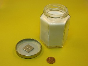 Magnets on inside of lid of spice jar