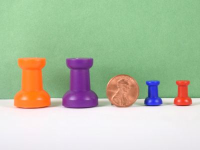 Assortment of colorful neodymium thumbtack fridge magnets