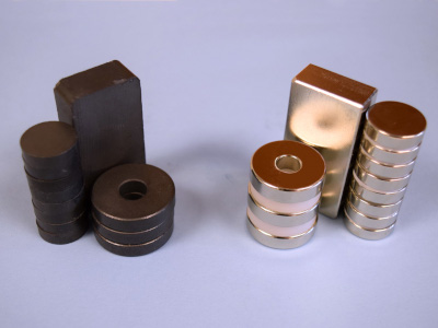 Stack of ceramic and neodymium magnets