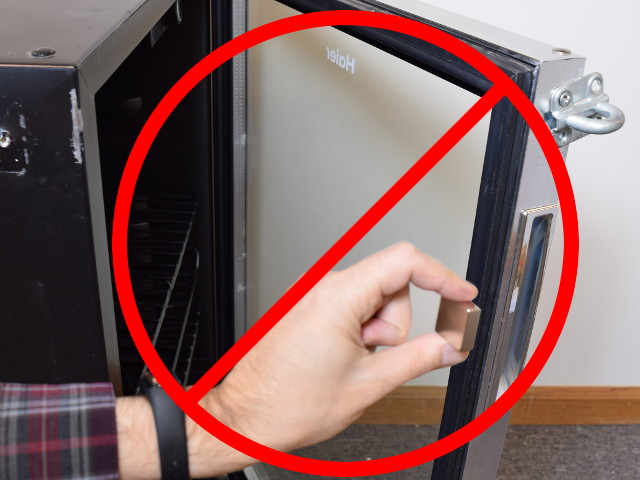 Don't ruin fridge seal by running strong magnet along it