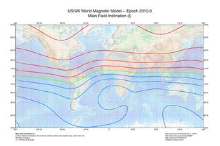 Inclination lines across world map