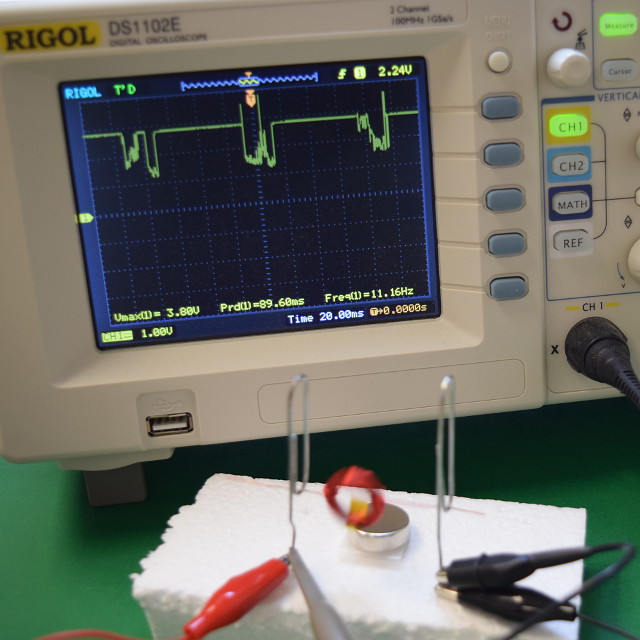Oscilloscope measuring voltage