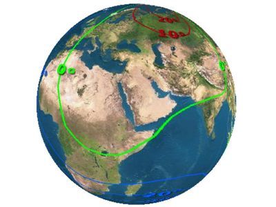 magnetic lines on an earth globe