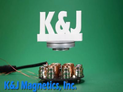 Levitating k&j logo using electromagnets