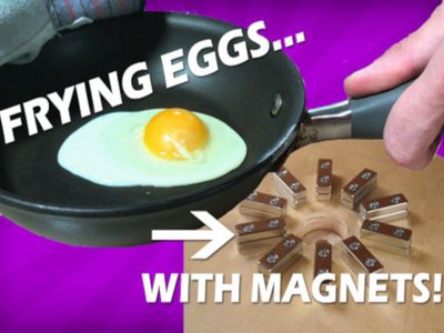 Using induction to fry eggs with magnets