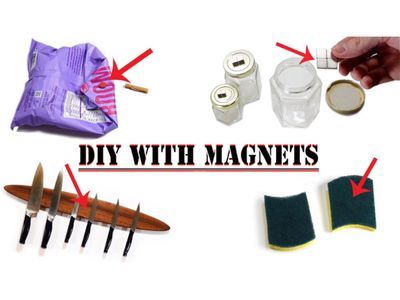 Knife blocks, magnetic spice jars and other magnets used in kitchen DIY projects