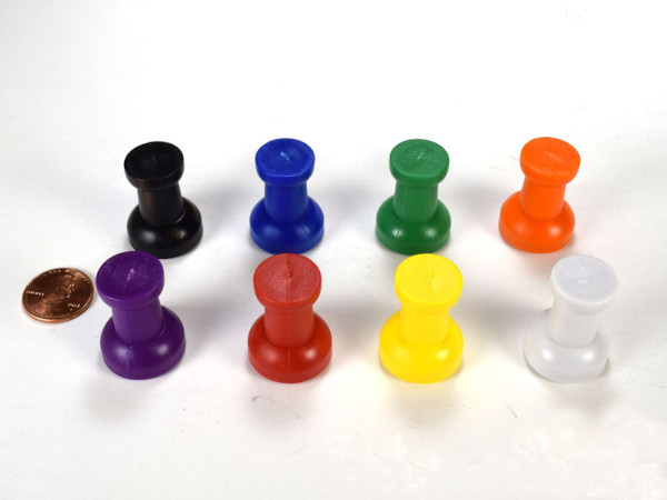 Variety of colorful, strong neodymium thumbtack magnets