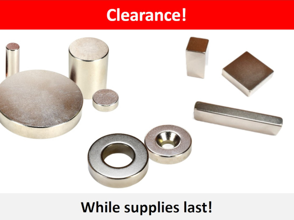 Surplus neodymium disc, cylinder, cube, bar, ring magnets at heavily discounted prices