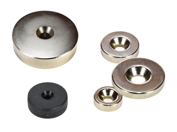 Strong neodymium ring and halo magnets with hole for countersink and easy installs