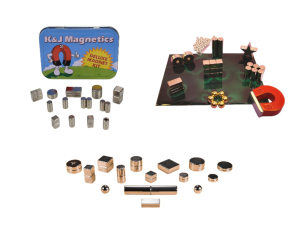 Magnet sample kits with magnets in all shapes, sizes, and strengths, perfect for science projects, experiments and exploring magnetics