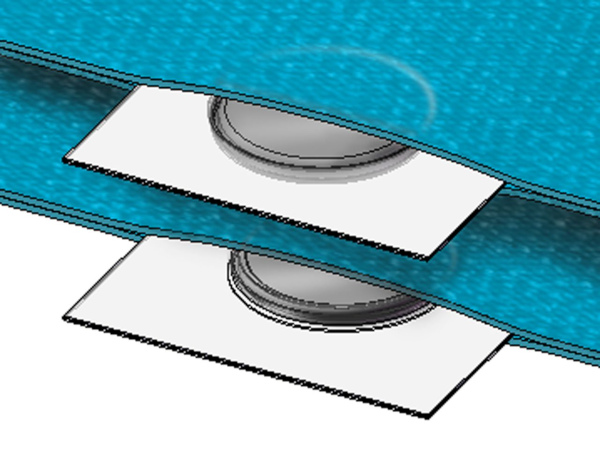 Cross section of curtains and clothing fabric with neodymium sewing magnets inside