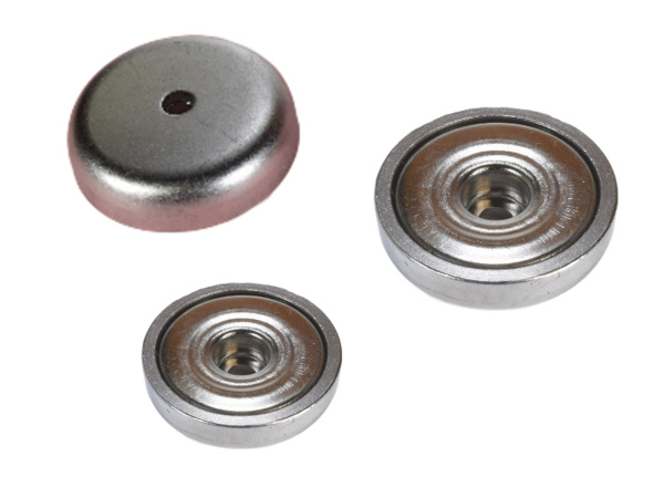 Stainless steel coated counterbored magnets to prevent rust and install easily