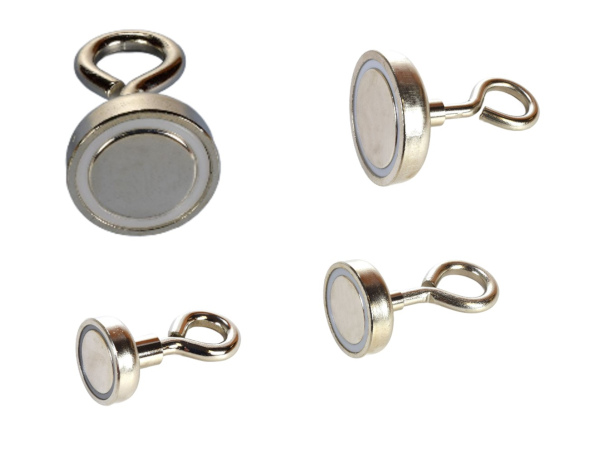 Strong eye-hook magnets for mounting in various sizes and angles