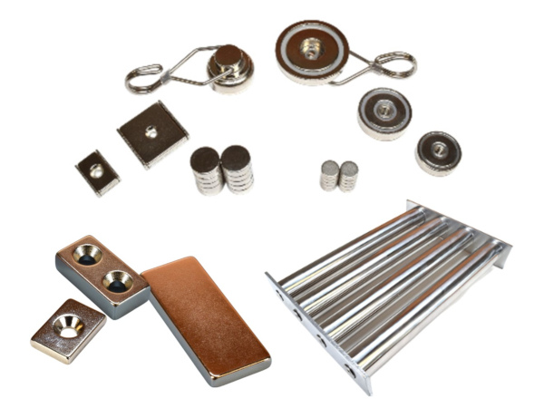 Various types of new neodymium magnets and accessories