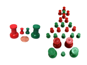 red-and-green-magnetic-thumbtacks-making-christmas-tree-decor