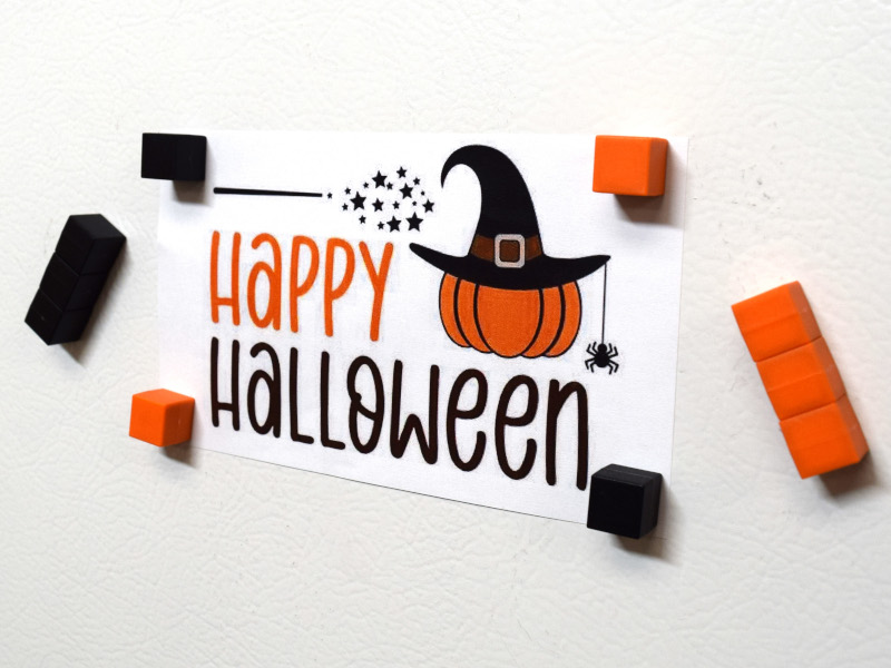 Black and orange plastic block halloween decorative fridge magnets