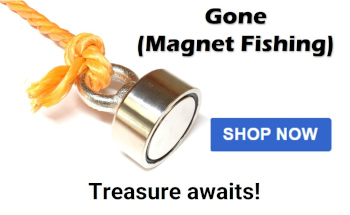 Fishing magnet on a yellow nylon rope ready to catch treasure